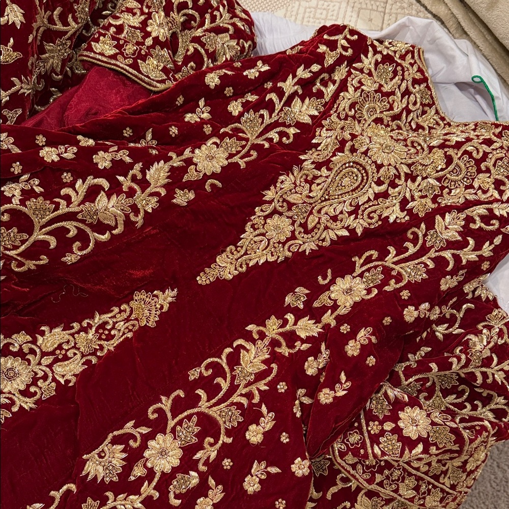 Elegant Red and Gold Desi Bridal Gown